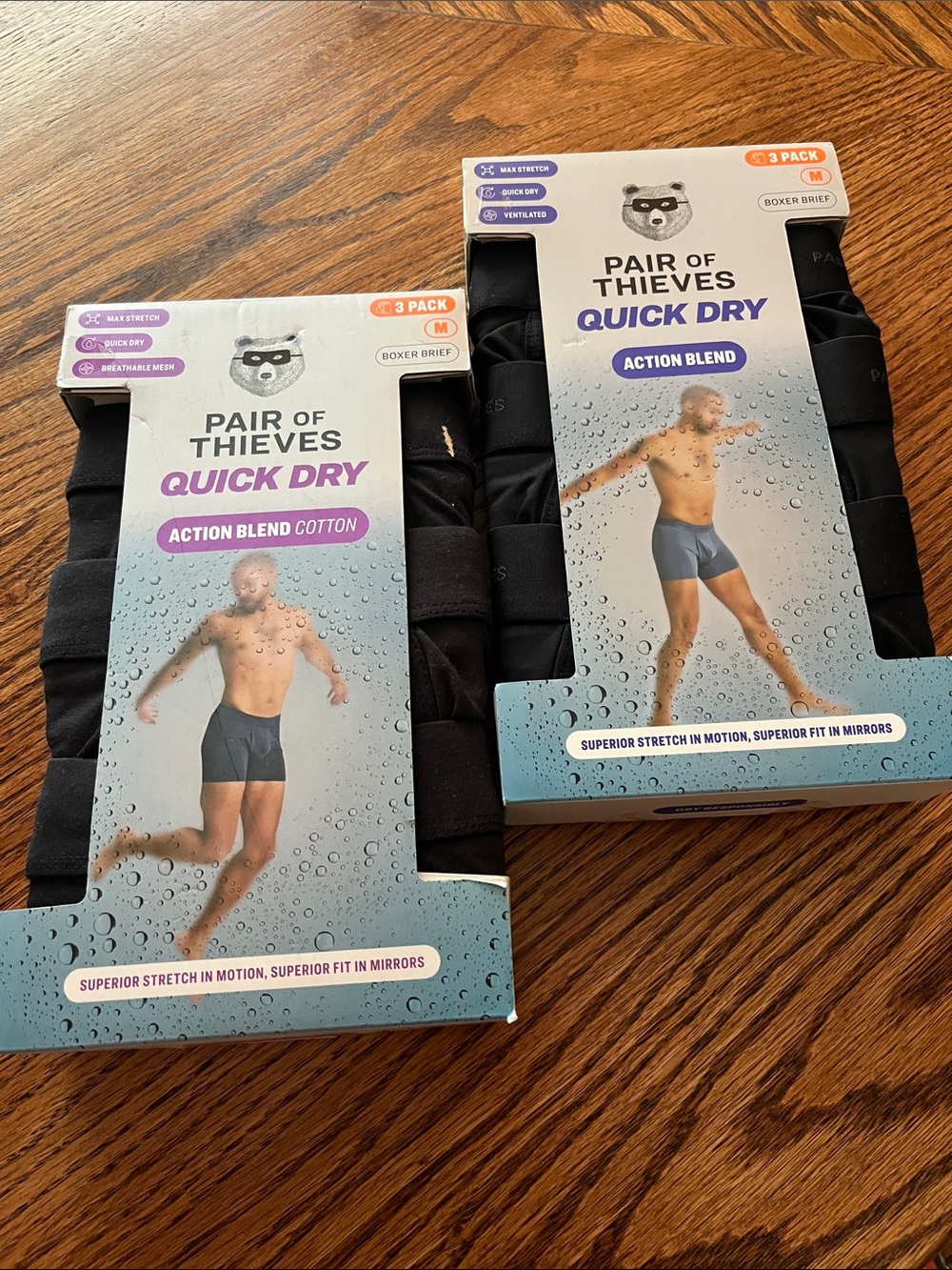 Pair of Thieves Quick Dry Men's Boxer Briefs - Black (3 Pack)
